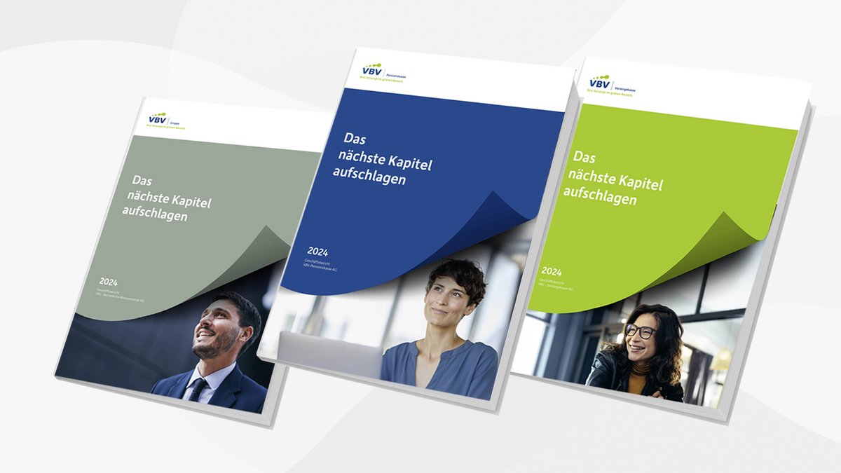 Geschäftsberichte 2024 Drei Geschäftsberichte aus 2024. Titelseiten als Bookdummy